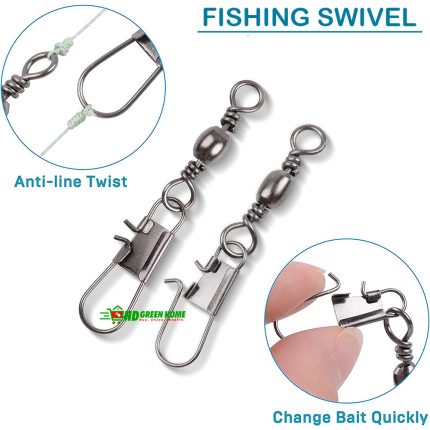 10 pcs x Fishing Swivel Size 2/4 Metal Barrel Swivels with Safety Interlock Snap