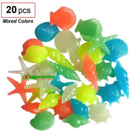 20 pcs x Artificial Marine Shell Luminous Stone Glow in the Dark Fluorescent Aquarium Fish Tank Decorative Pebbles