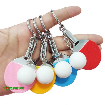 Table Tennis Racket Keyring with Ping Pong Ball Sport Keychain Key Holder